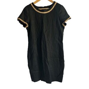 Liz Claiborne Vintage 10 Petite 100% Linen‎ Safari Dress Braided Raffia Trim